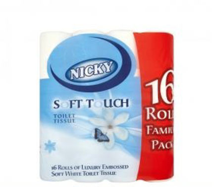 Picture of NICKY SOFT TOUCH TOILET TISSUE ROLLS 16PK