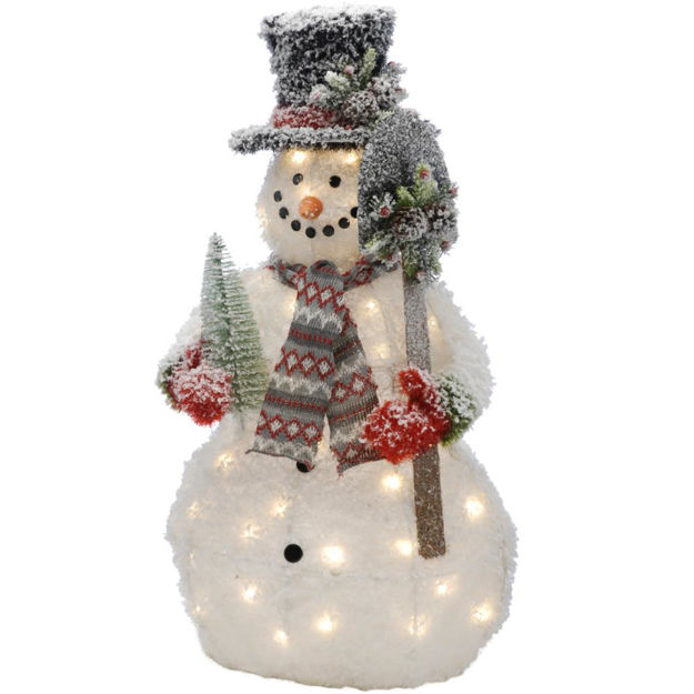 Picture of TINSEL LED SNOWMAN WITH SHOVEL 90CM