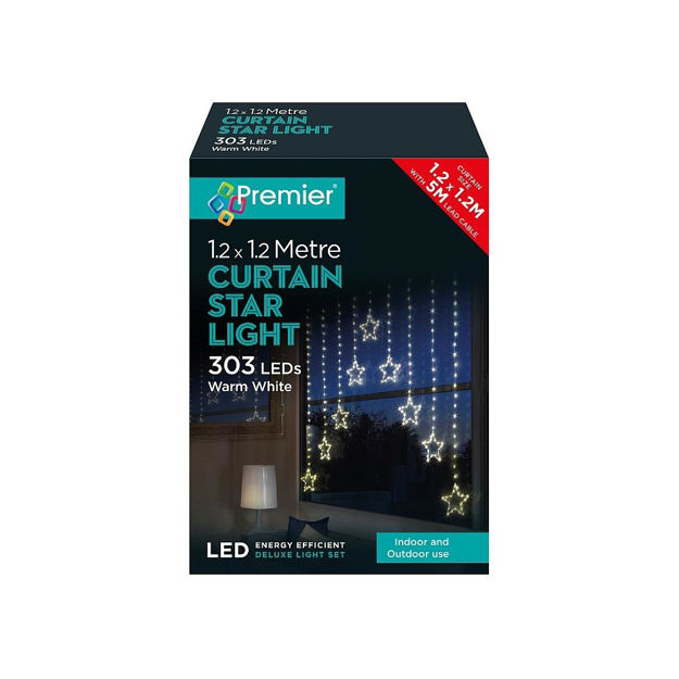 Picture of PREMIER 303 LED STAR CURTAIN LIGHTS W/WHITE