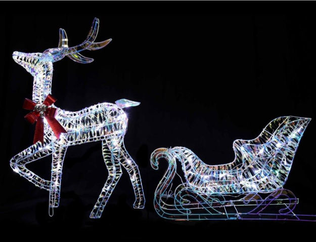 Picture of LED COLOURED ACRYLIC REINDEER & SLEIGH 85CM