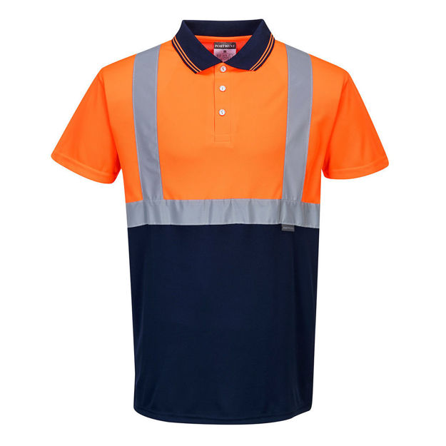 Picture of HI-VIS TWO TONE POLO SHIRT ORANGE/NAVY XL