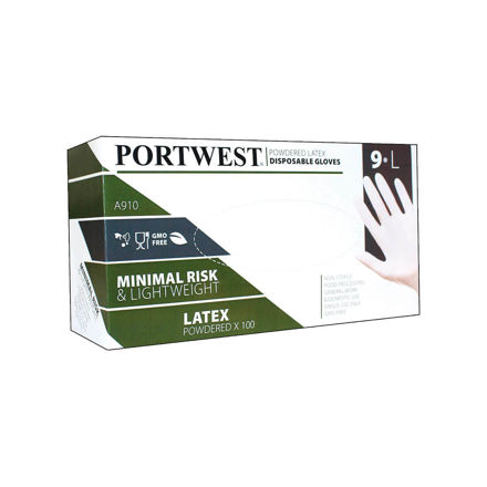 Picture of PORTWEST  LATEX GLOVES POWDERED (100) (L)