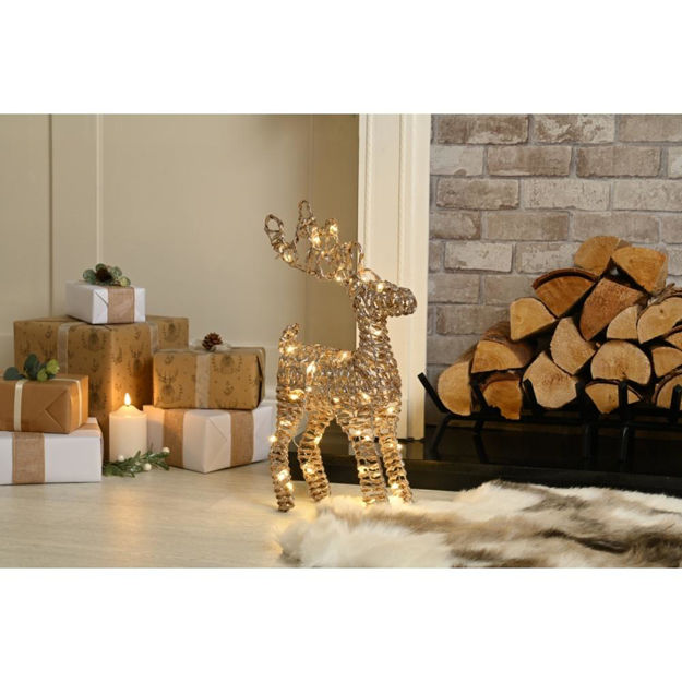 Picture of LIT LED BATTERY GOLD REINDEER 55CM