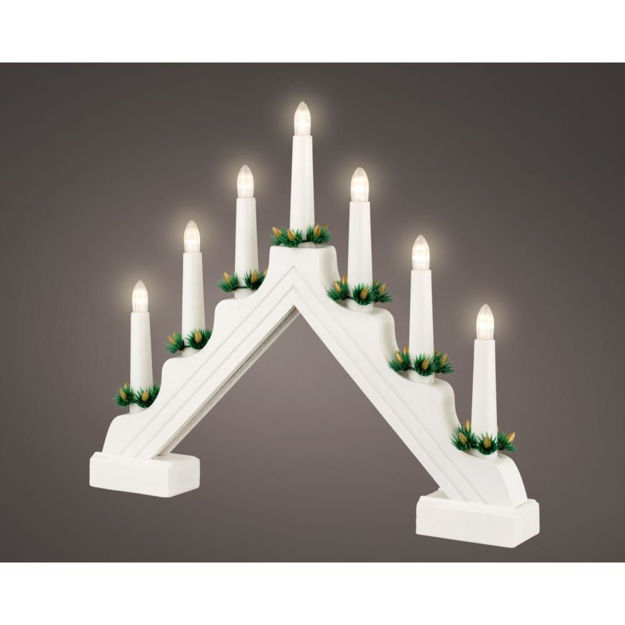 Picture of BATTERY OPERATED 7 LIGHT CANDLE BRIDGE WHITE