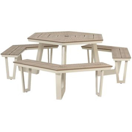 Picture of OCTAGONAL ALUMINIUM GARDEN BENCH SET OFF WHITE